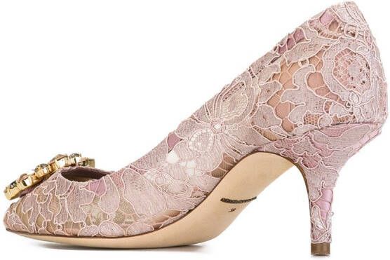 Dolce  Gabbana Rainbow Lace 60mm brooch-detail pumps Pink - Picture 2