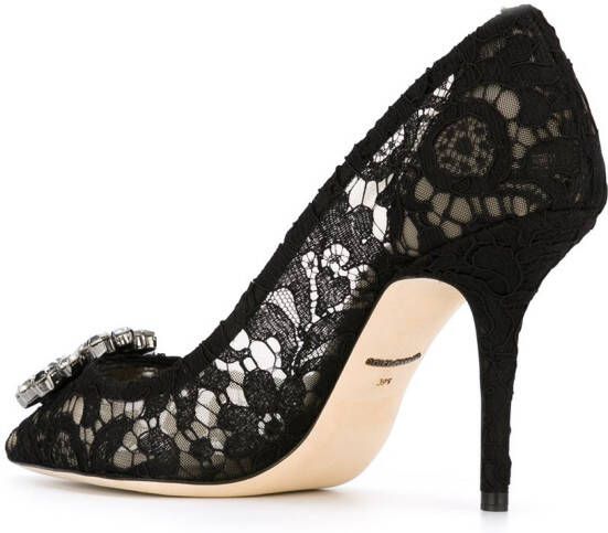 Dolce  Gabbana Rainbow Lace 90mm brooch-detail pumps Black - Picture 2
