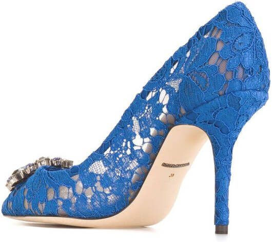 Dolce  Gabbana Rainbow Lace 90mm brooch-detail pumps Blue - Picture 2