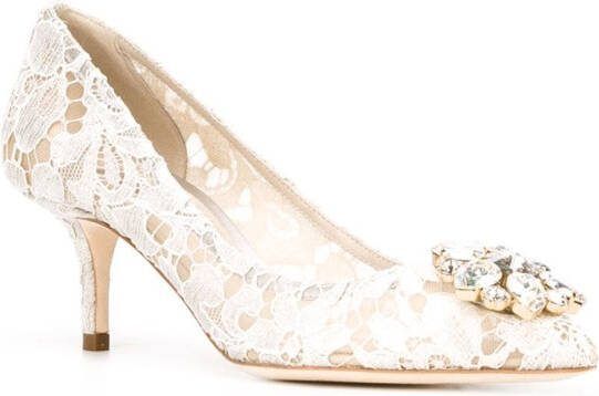 Dolce  Gabbana 60mm Lace Rainbow brooch-detail pumps Grey - Picture 1