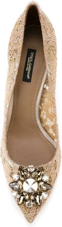 Dolce  Gabbana Rainbow Lace 90mm brooch-detail pumps Brown - Picture 3