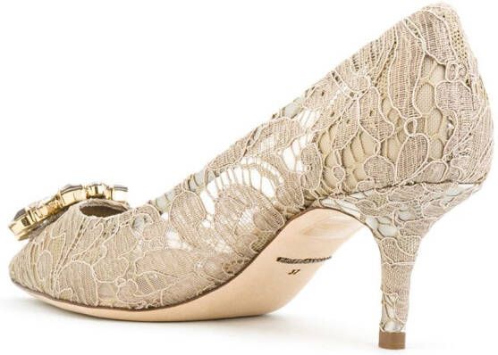 Dolce  Gabbana Rainbow Lace 60mm brooch-detail pumps Neutrals - Picture 2
