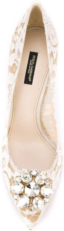 Dolce  Gabbana Taormina-lace crystal-embellished pumps White - Picture 3