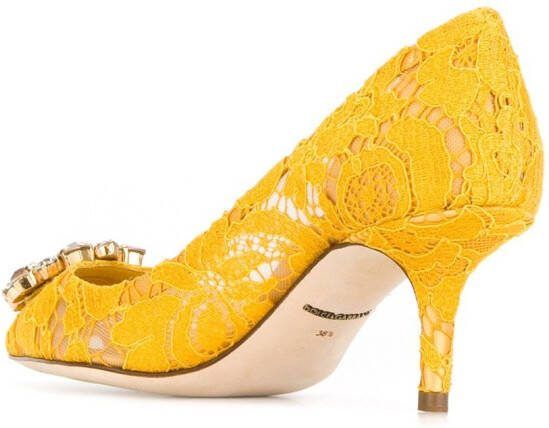 Dolce  Gabbana Rainbow Lace 60mm brooch-detail pumps Yellow - Picture 1