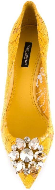 Dolce  Gabbana Rainbow Lace 60mm brooch-detail pumps Yellow - Picture 2