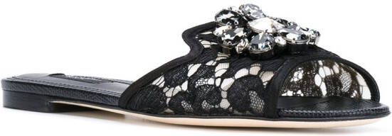 Dolce  Gabbana Rainbow Lace brooch-detail sandals Black - Picture 1