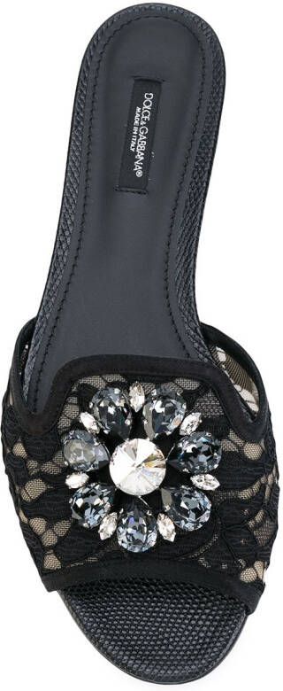 Dolce  Gabbana Rainbow Lace brooch-detail sandals Black - Picture 3