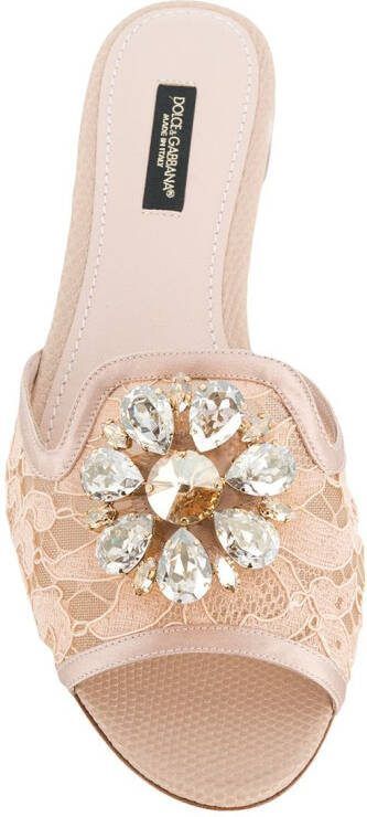 Dolce  Gabbana Rainbow Lace brooch-detail sandals Neutrals - Picture 3