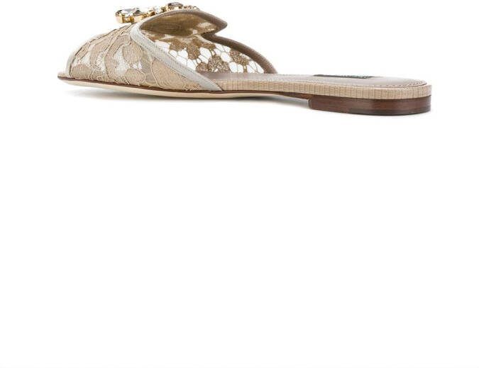 Dolce  Gabbana Rainbow Lace brooch-detail sandals Neutrals - Picture 2