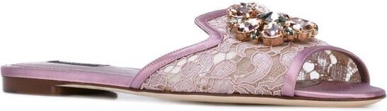 Dolce  Gabbana Rainbow Lace brooch-detail sandals Pink - Picture 1