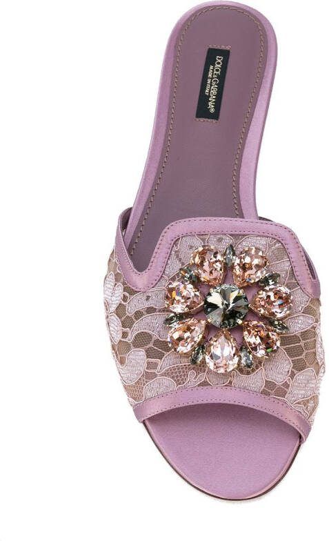 Dolce  Gabbana Rainbow Lace brooch-detail sandals Pink - Picture 3