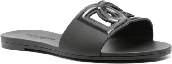 Dolce  Gabbana logo-embossed cut-out slides Black
