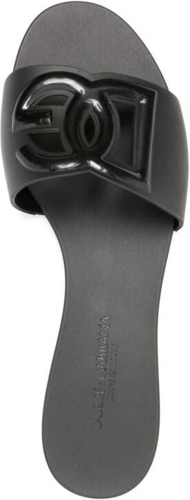 Dolce  Gabbana logo-embossed cut-out slides Black