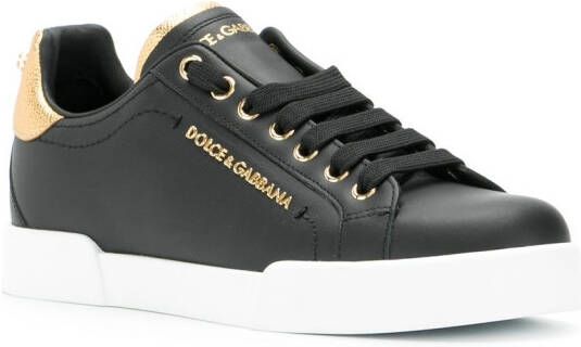 Dolce  Gabbana Portofino logo-tag leather sneakers Black - Picture 1