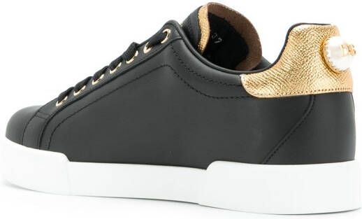 Dolce  Gabbana Portofino logo-tag leather sneakers Black - Picture 2