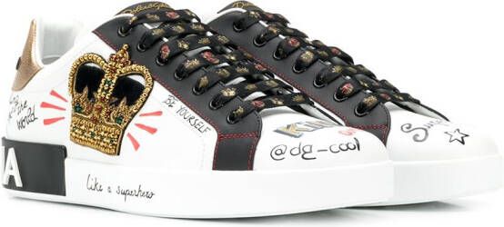 Dolce  Gabbana Portofino patch-detail leather sneakers White - Picture 1