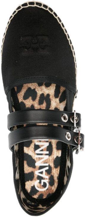 GANNI logo-embossed espadrilles Black