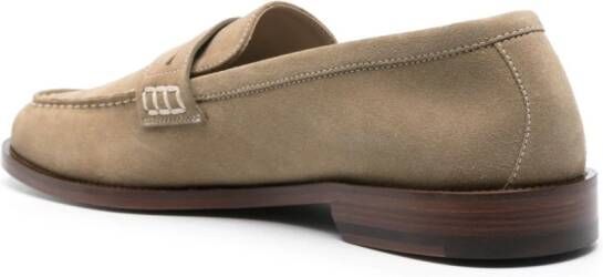 Manolo Blahnik Perry penny-slot suede loafers Neutrals