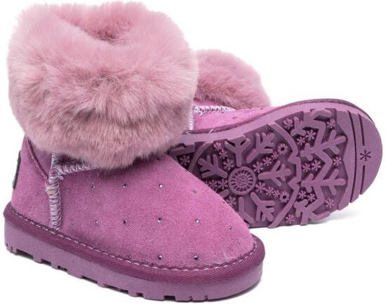 Monnalisa shearling-detail ankle boots Purple