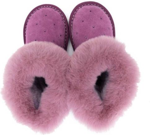 Monnalisa shearling-detail ankle boots Purple