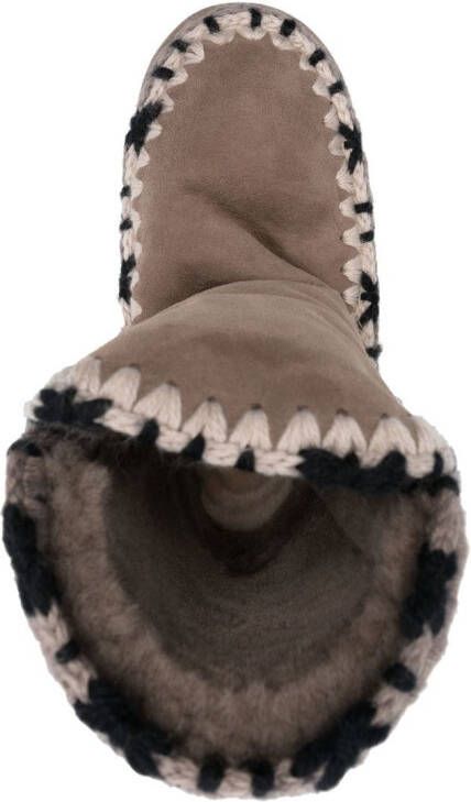 Mou constrast-stitching moccasin boots Neutrals