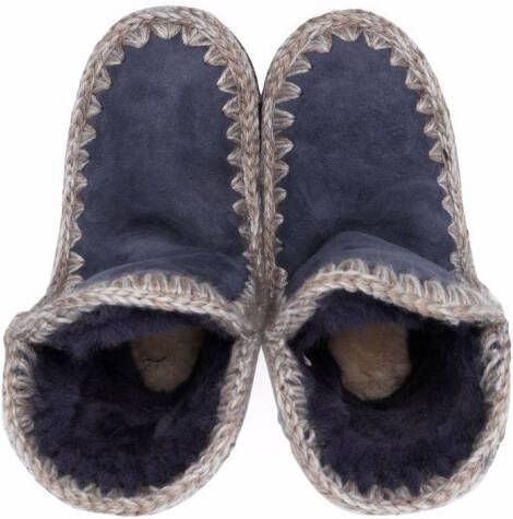 Mou Kids contrast-stitch ankle boots Blue