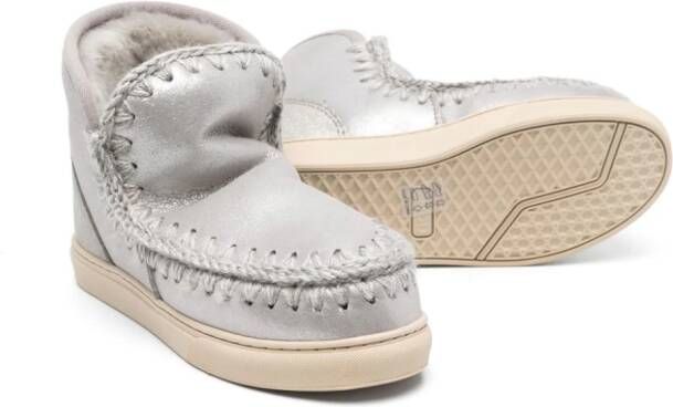 Mou Kids Eskimo whipstitch-detail boots Silver