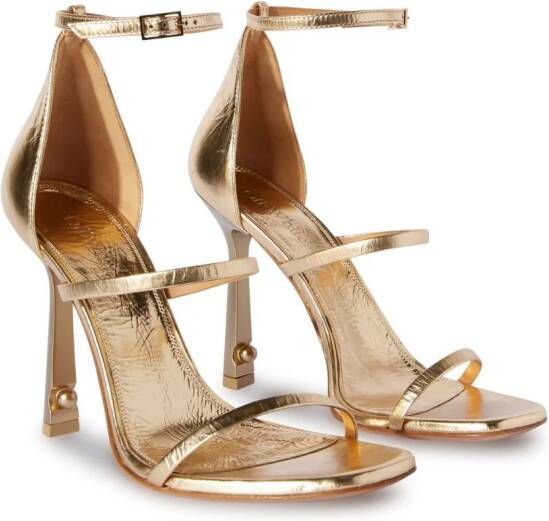Off-White strappy leather sandals Gold