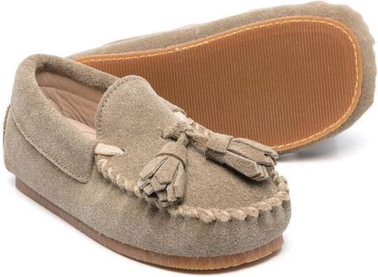 Pèpè Dario suede tasseled moccasins Neutrals