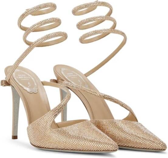 René Caovilla Margot rhinestone-embellished pumps Gold