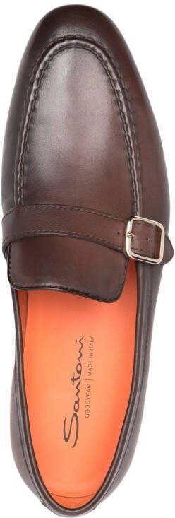 Santoni buckle detail loafers Brown