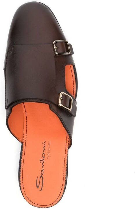 Santoni contrasting monk slippers Brown