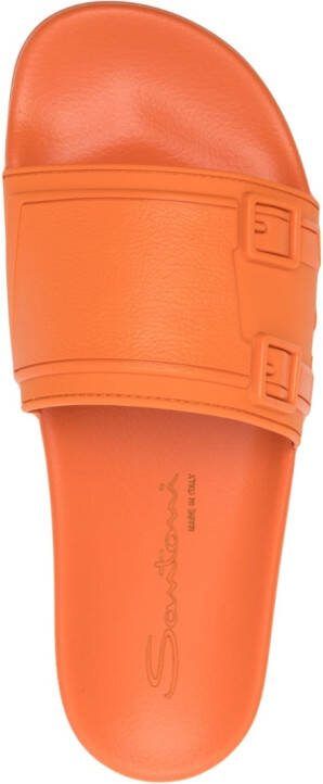 Santoni debossed-logo slides Orange