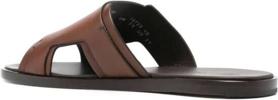 Santoni double-buckle leather sandals Brown