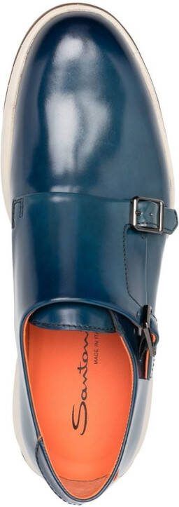Santoni double-buckle monk shoes Blue