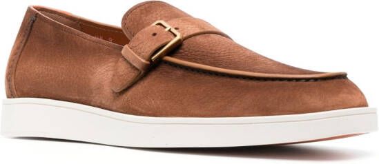 Santoni Dread decorative-buckle leather loafers Brown