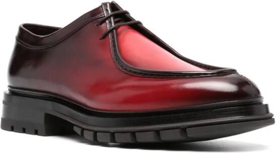 Santoni lace-up leather Boat shoes Red