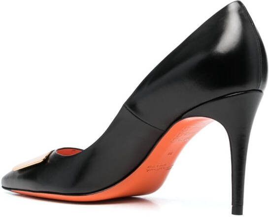 Santoni logo-detail 100mm leather pumps Black