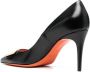 Santoni logo-detail 100mm leather pumps Black - Thumbnail 3