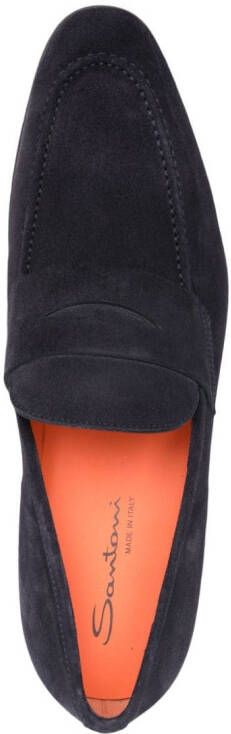 Santoni penny-slot suede loafers Blue