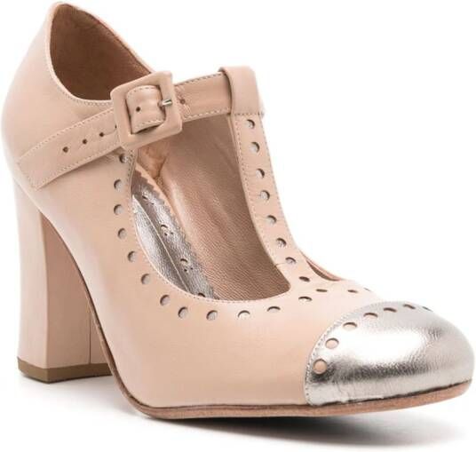 Sarah Chofakian Gabrielle 75mm perforated leather pumps Neutrals