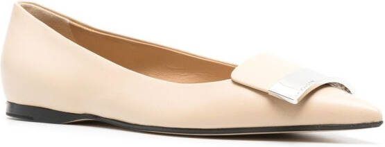 Sergio Rossi SR1 flat leather pumps Neutrals