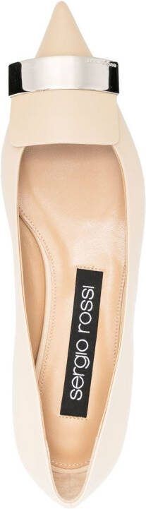 Sergio Rossi SR1 flat leather pumps Neutrals