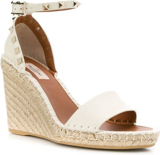 Valentino Garavani 105mm Double Rockstud wedge sandals Neutrals - Picture 1