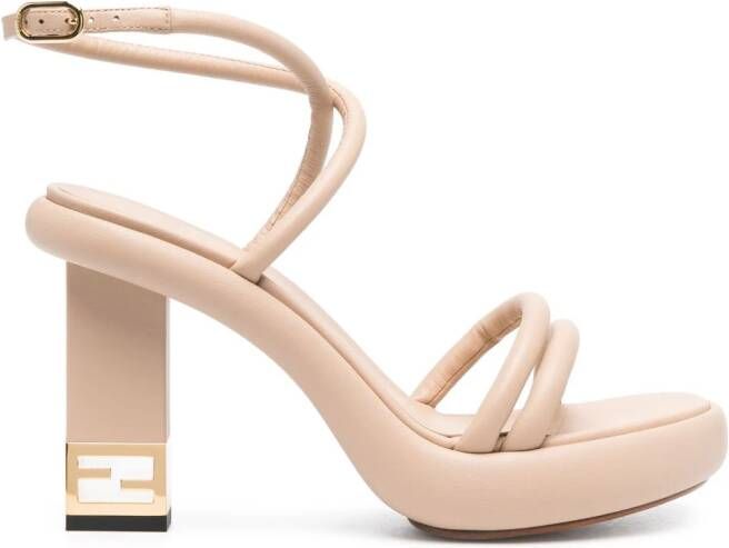 FENDI Baguette leather sandals Brown