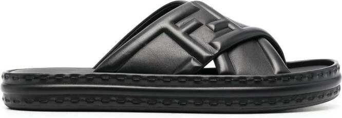 FENDI FF logo-embossed slide sandals Black
