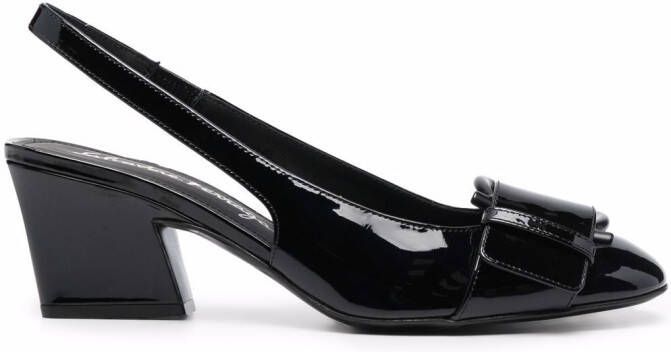 Ferragamo 55mm Briget patent-leather slingback pumps Black