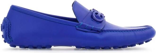 Ferragamo Driver Gancini-plaque leather loafers Blue