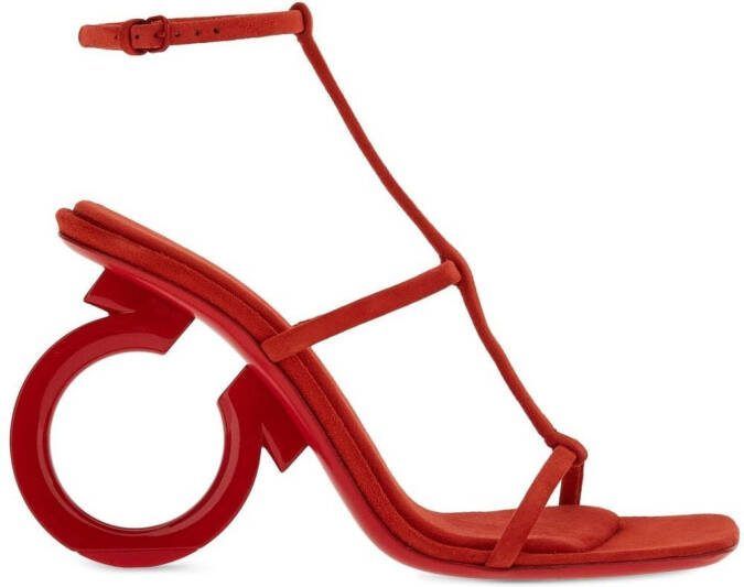 Ferragamo Elina 105mm suede sandals Red