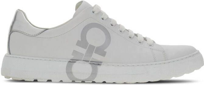 Ferragamo Gancini-print lace-up sneakers White